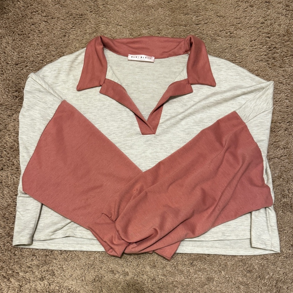 Blue Blush cropped long sleeve